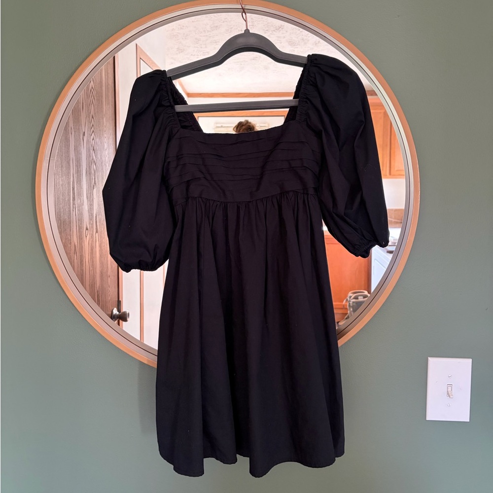 Abercrombie & Fitch Black Mini Dress with Puff Sleeves